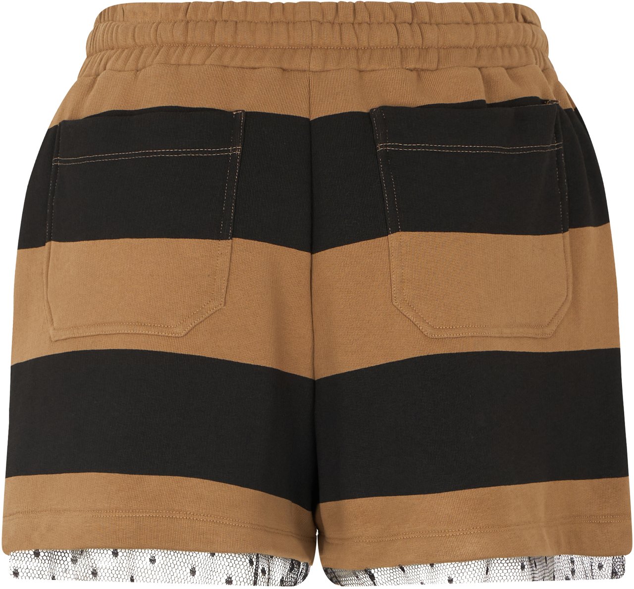 Valentino Summer shorts in camel color with black stripes. Neutraal