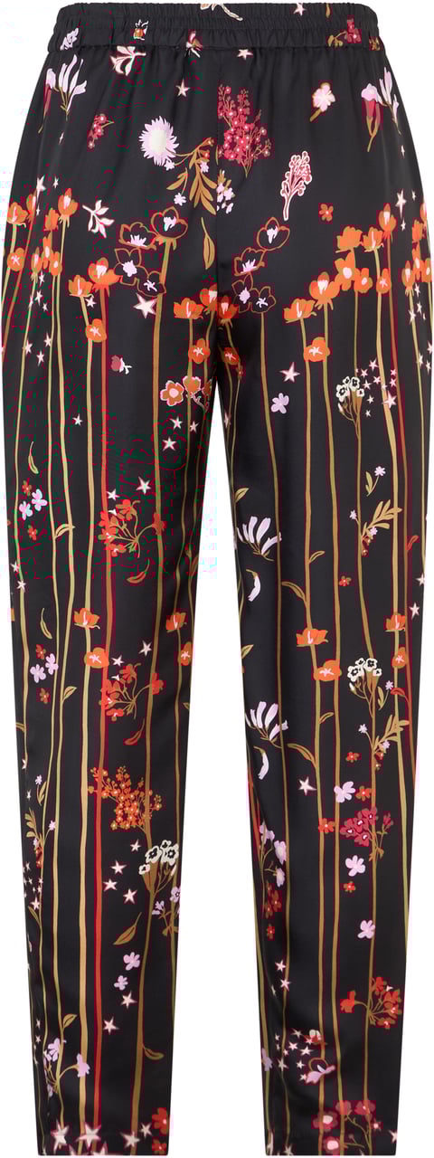 Valentino Elegant modern black pants with a floral pattern. Zwart