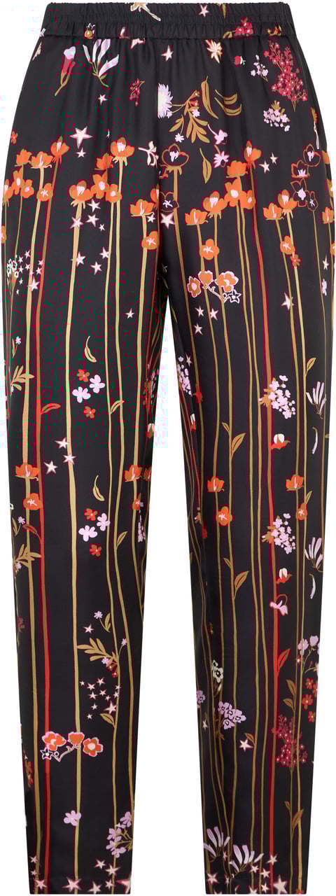 Valentino Elegant modern black pants with a floral pattern. Zwart