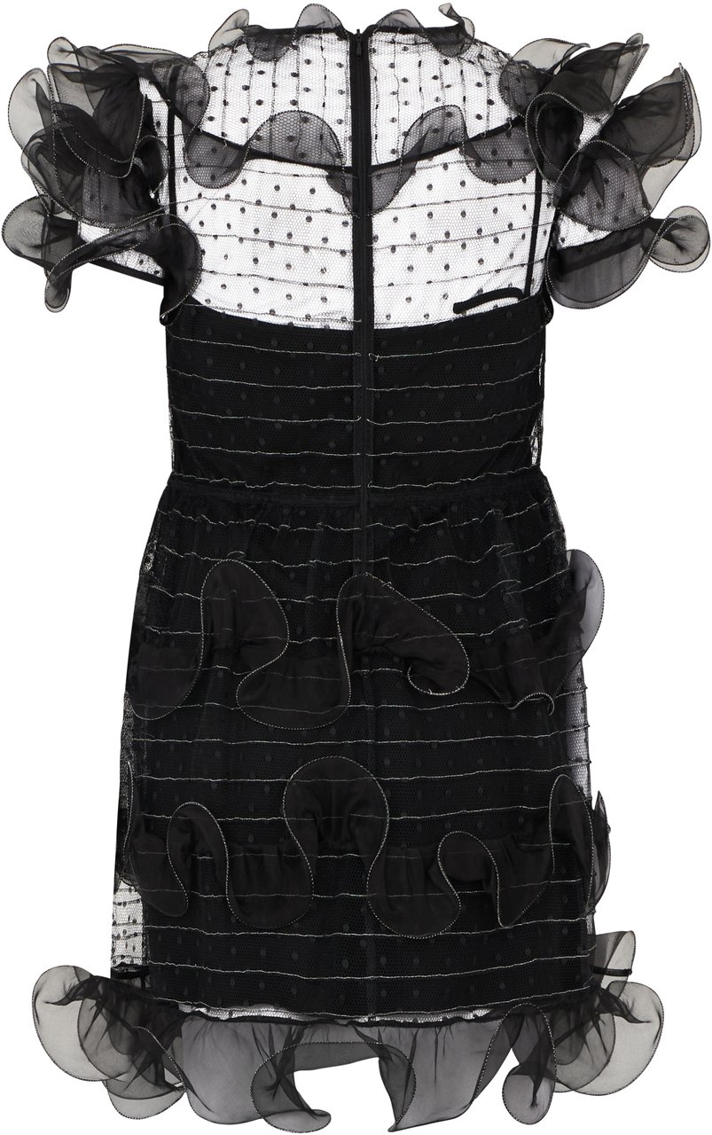 Valentino Short black dress with voluminous sleeves in an elegant and sophisticated design. Zwart