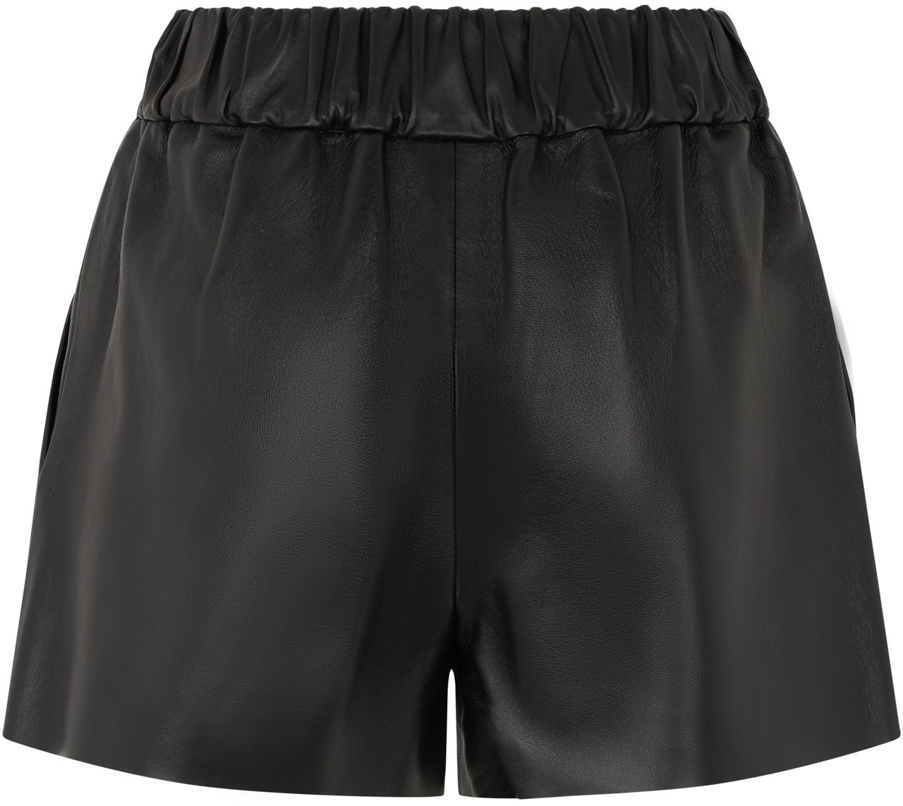 Valentino Shorts in black eco-leather, modern and bold style. Zwart