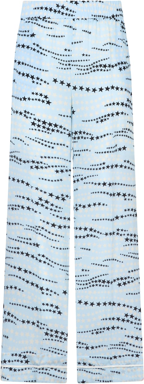 Valentino Blue pants with prints characterized by a straight and wide cut. Lichtblauw
