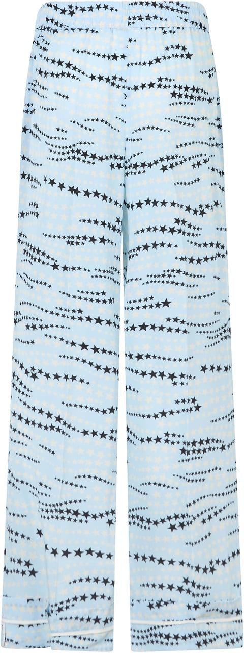 Valentino Blue pants with prints characterized by a straight and wide cut. Lichtblauw