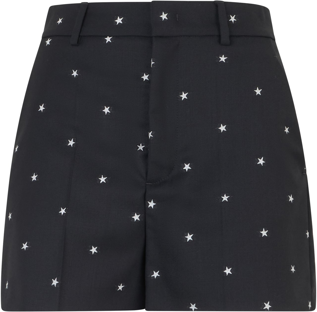 Valentino Black shorts with white stars, lightweight summer shorts. Zwart