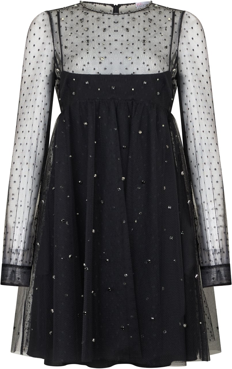 Valentino Elegant short black dress with sophisticated transparent details. Zwart