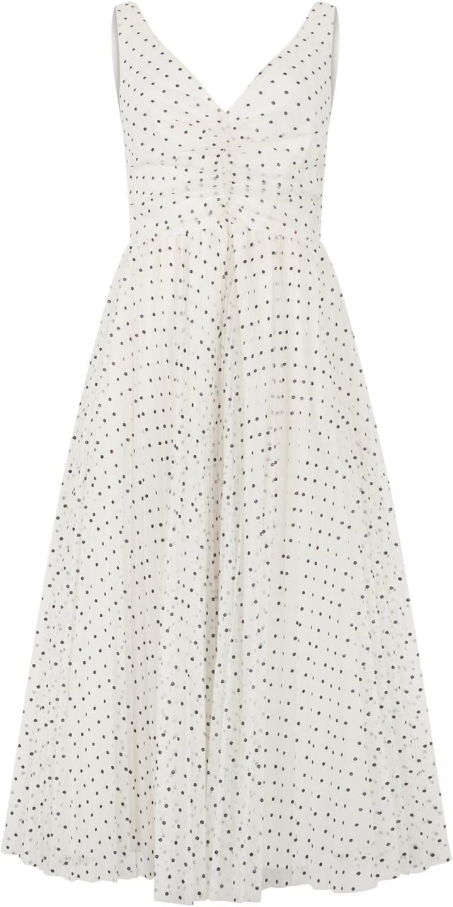 Valentino Elegant white dress with black polka dots, elegant and versatile. Wit