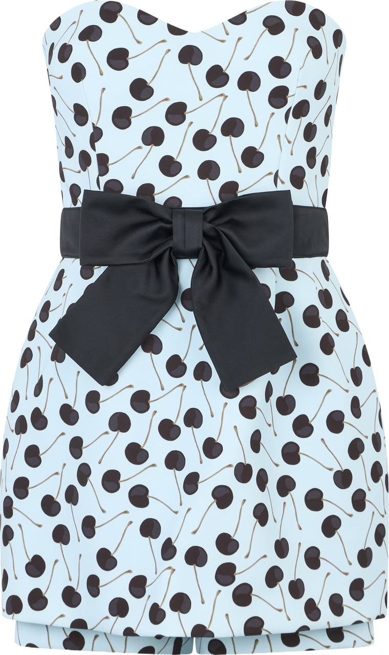 Valentino Short dress with cherry print. Zwart