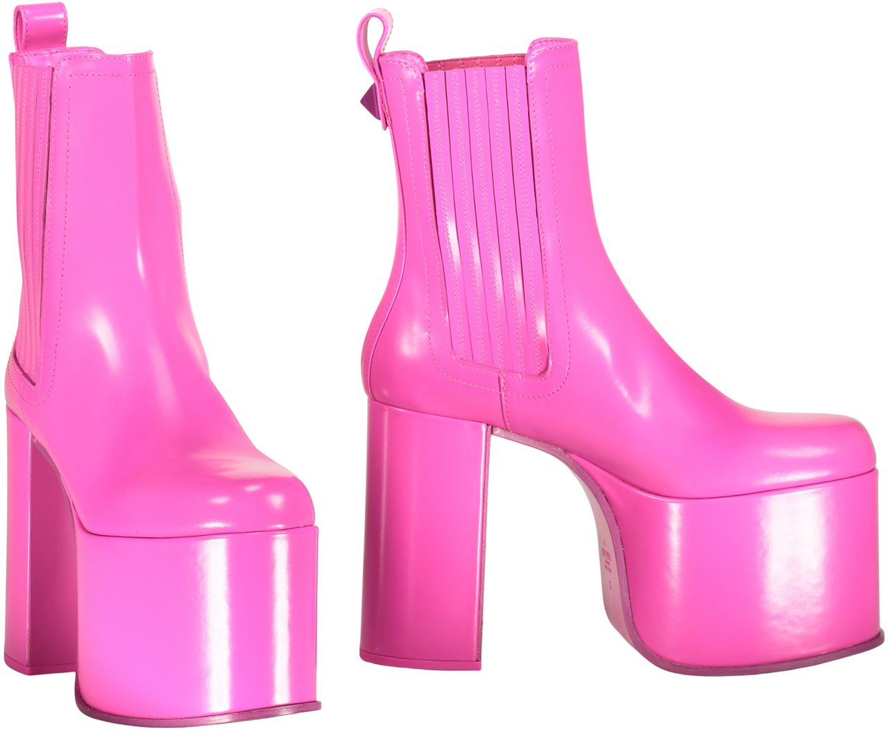 Valentino Pink glossy ankle boots with heel Roze