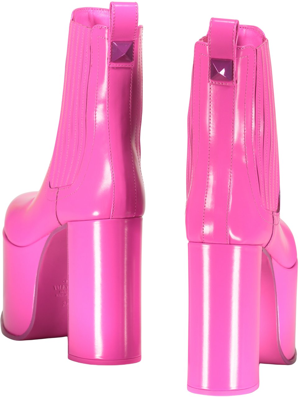 Valentino Pink glossy ankle boots with heel Roze
