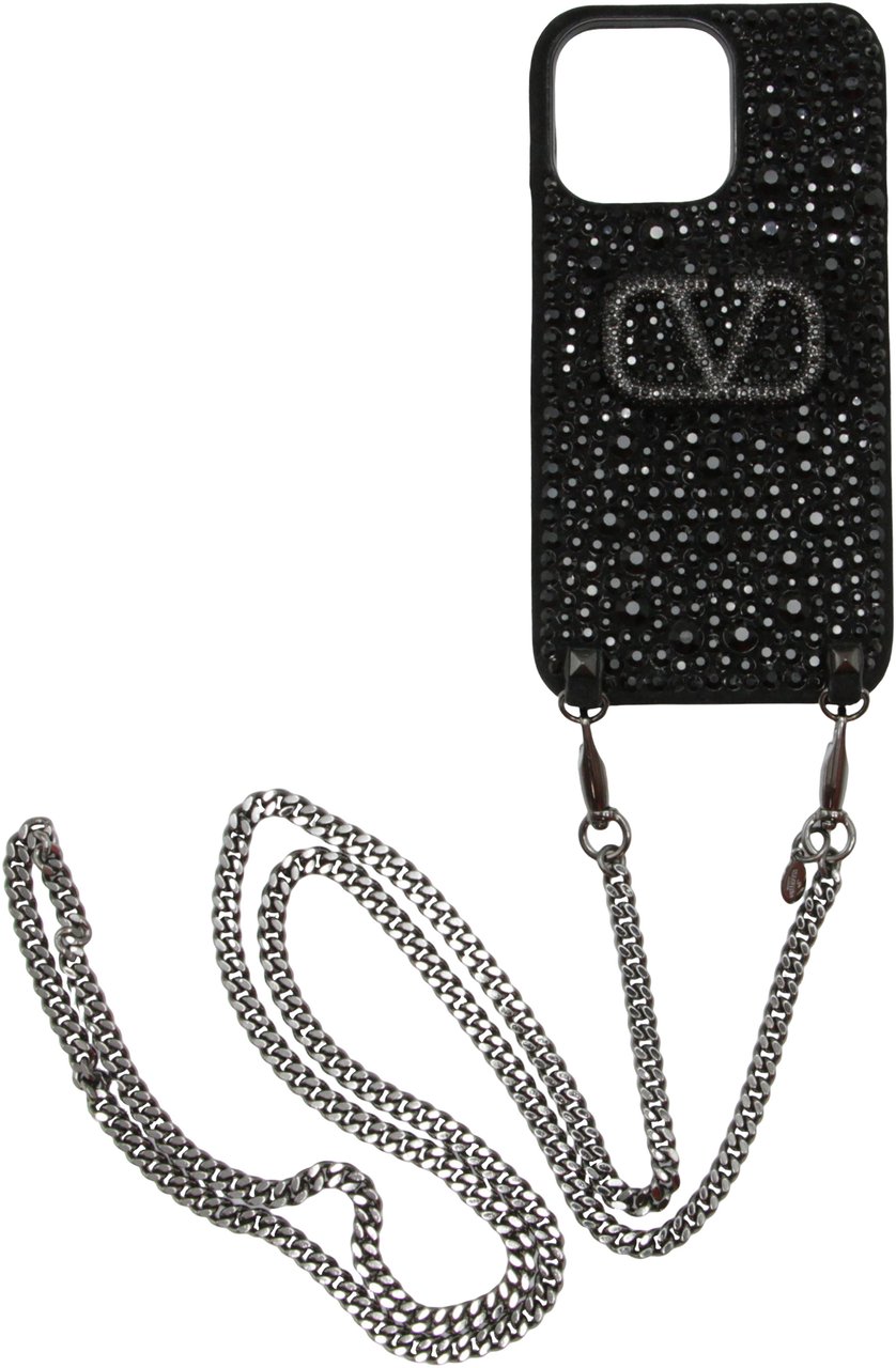 Valentino Iphone 13PRO black minimalist cover in high quality Zwart