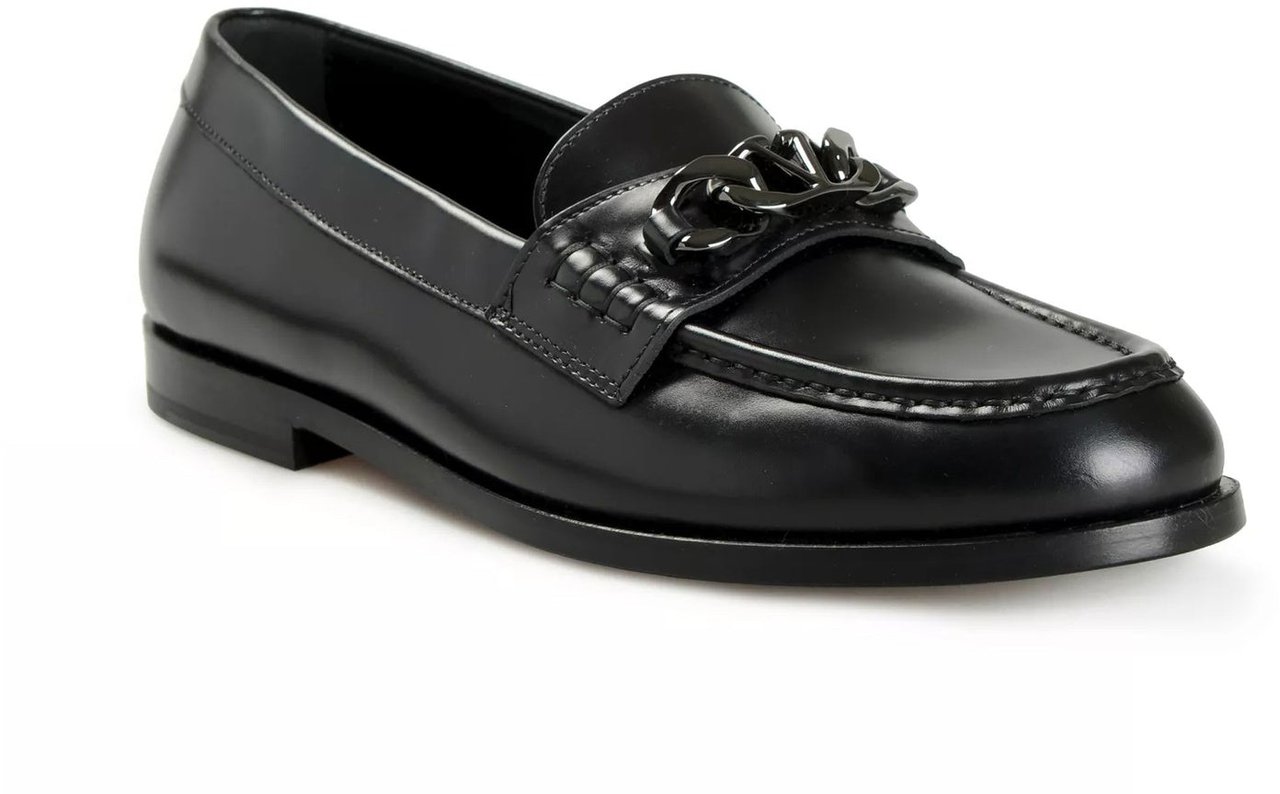 Valentino Garavani Leather Loafers Zwart