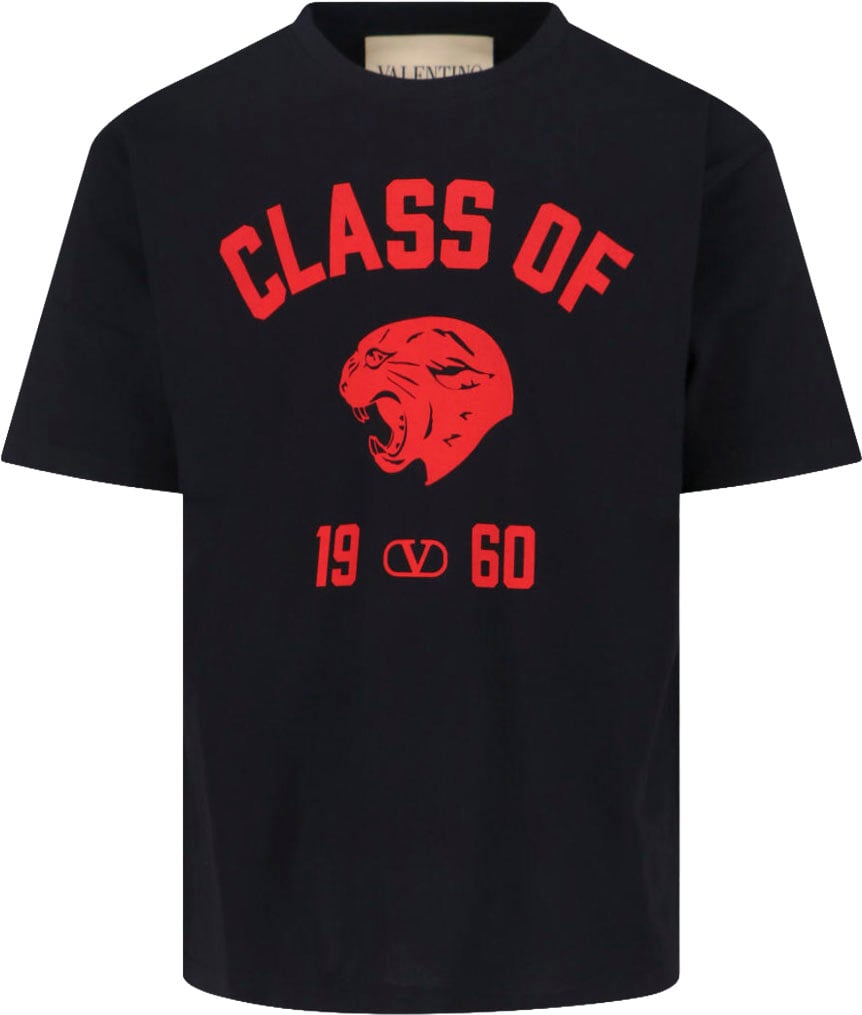 Valentino "Class Of 1960" T-Shirt In Black Cotton Zwart