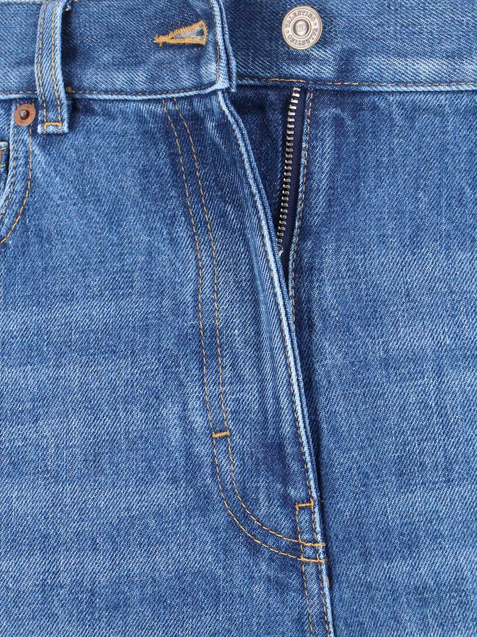 Valentino Straight-Leg Jeans With Classic Mid-Rise Fit Blauw
