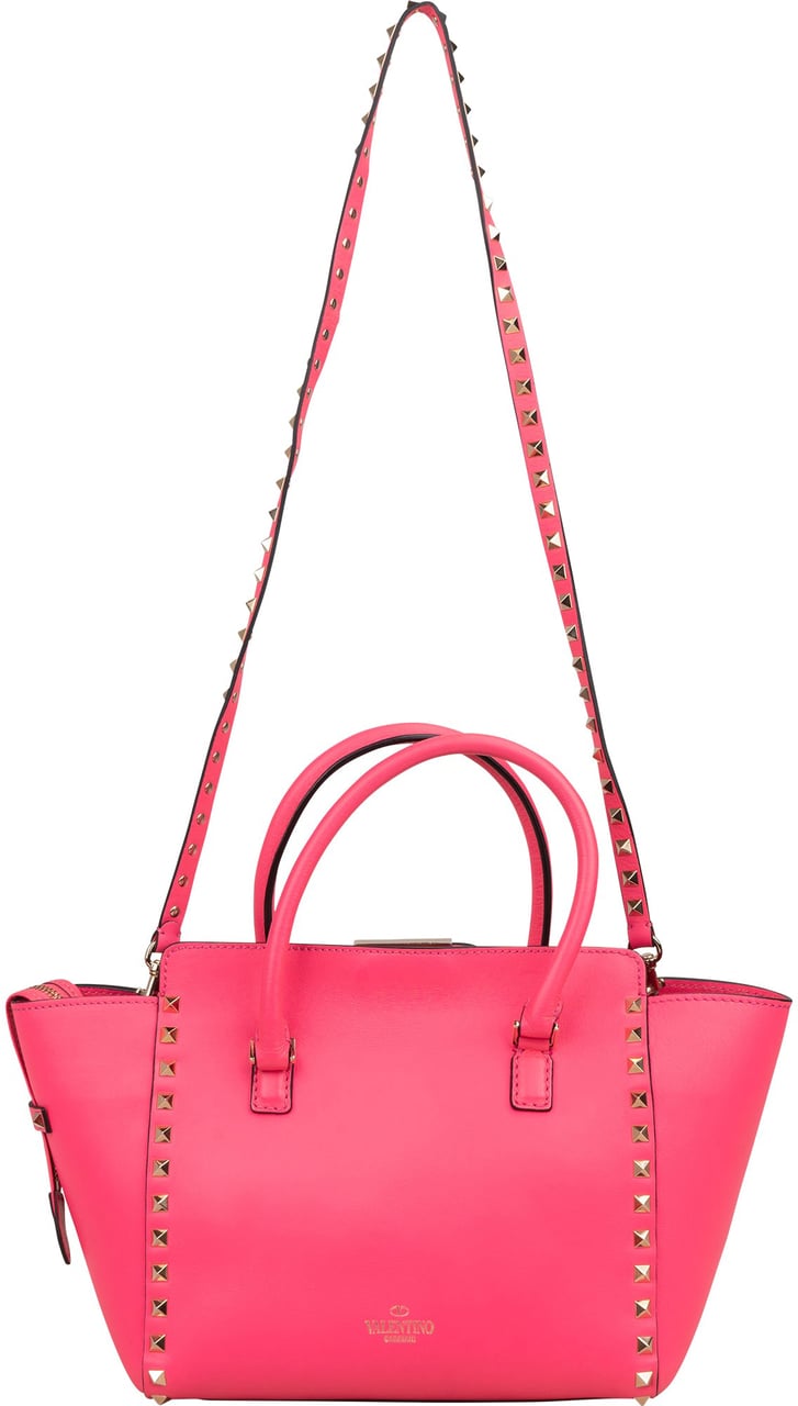 Valentino Garavani Neon Pink Leather Rockstud Handbag Rood