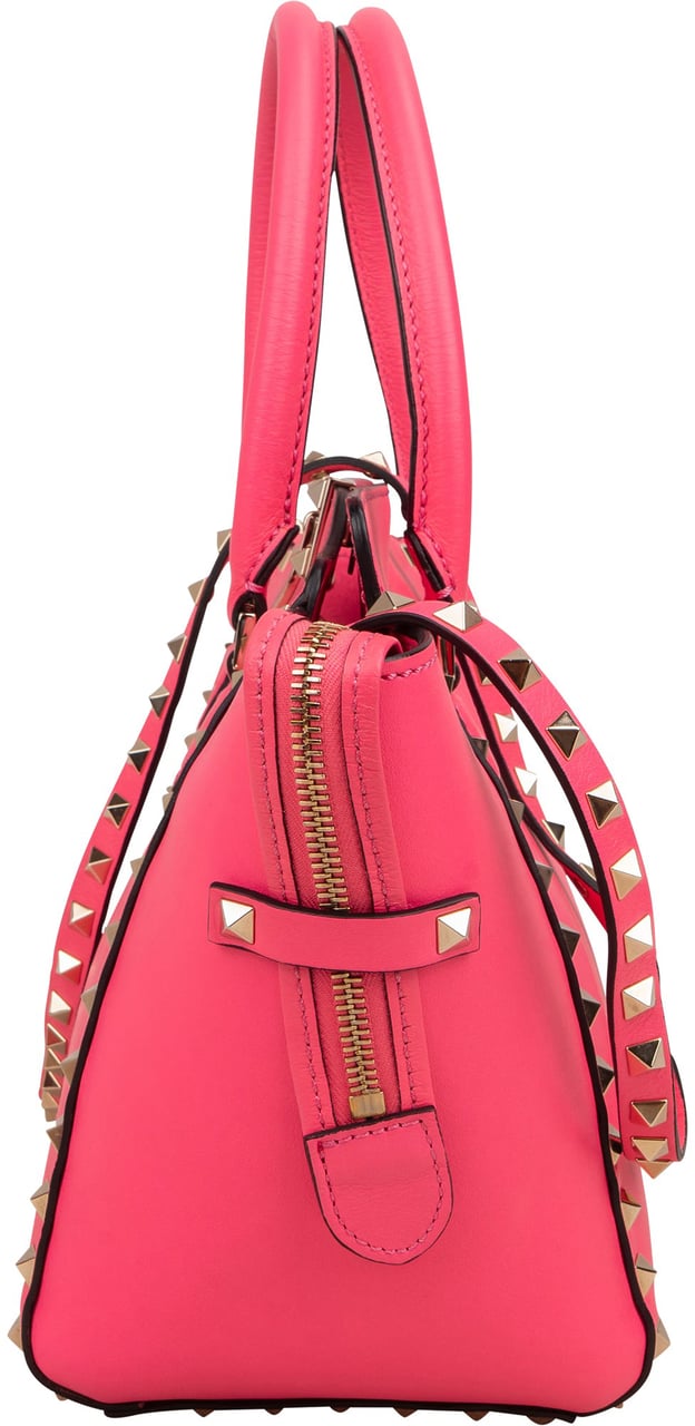 Valentino Garavani Neon Pink Leather Rockstud Handbag Rood