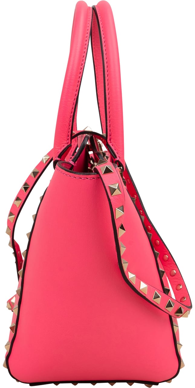 Valentino Garavani Neon Pink Leather Rockstud Handbag Rood