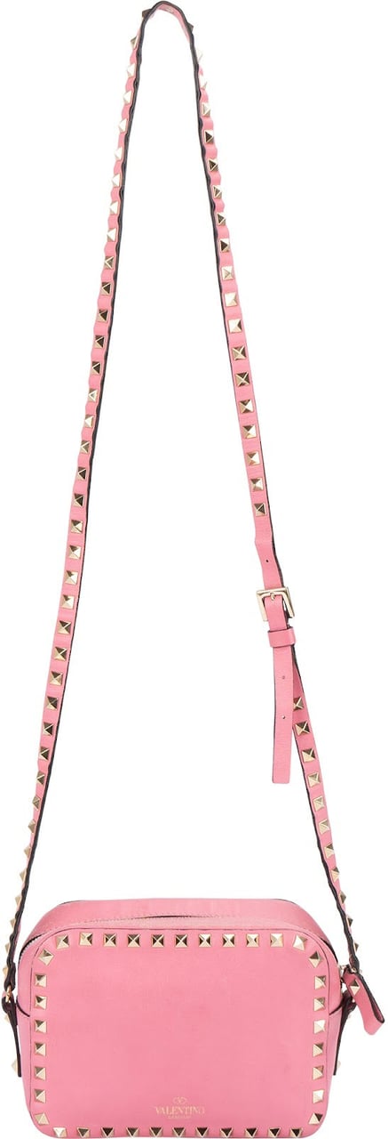 Valentino Valentino Garavani Leather Rockstud Camera Crossbody Bag Rood