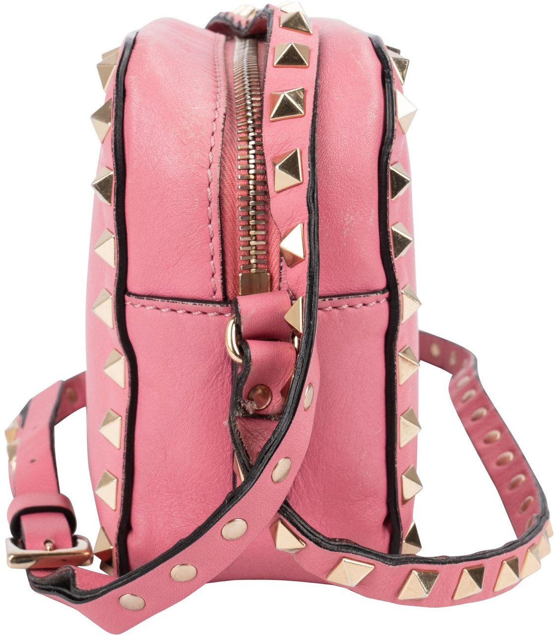 Valentino Valentino Garavani Leather Rockstud Camera Crossbody Bag Rood