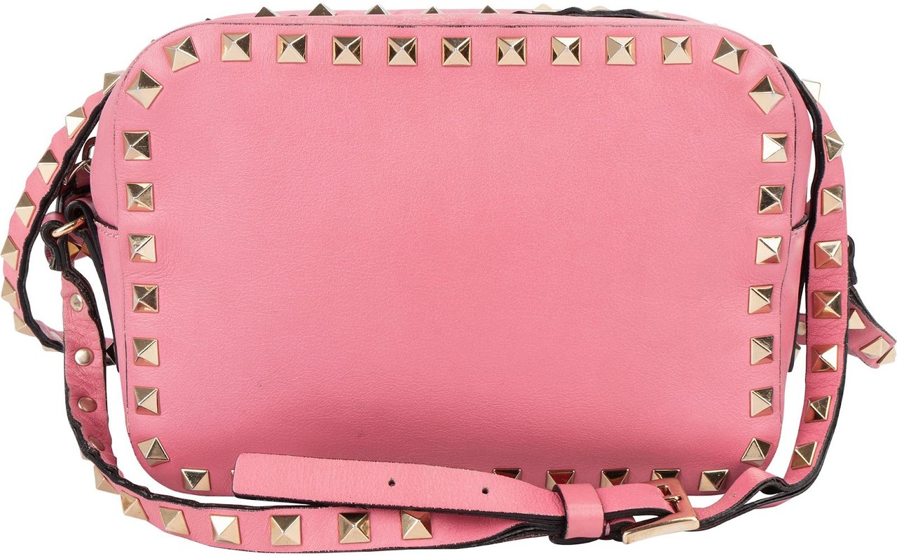 Valentino Valentino Garavani Leather Rockstud Camera Crossbody Bag Rood