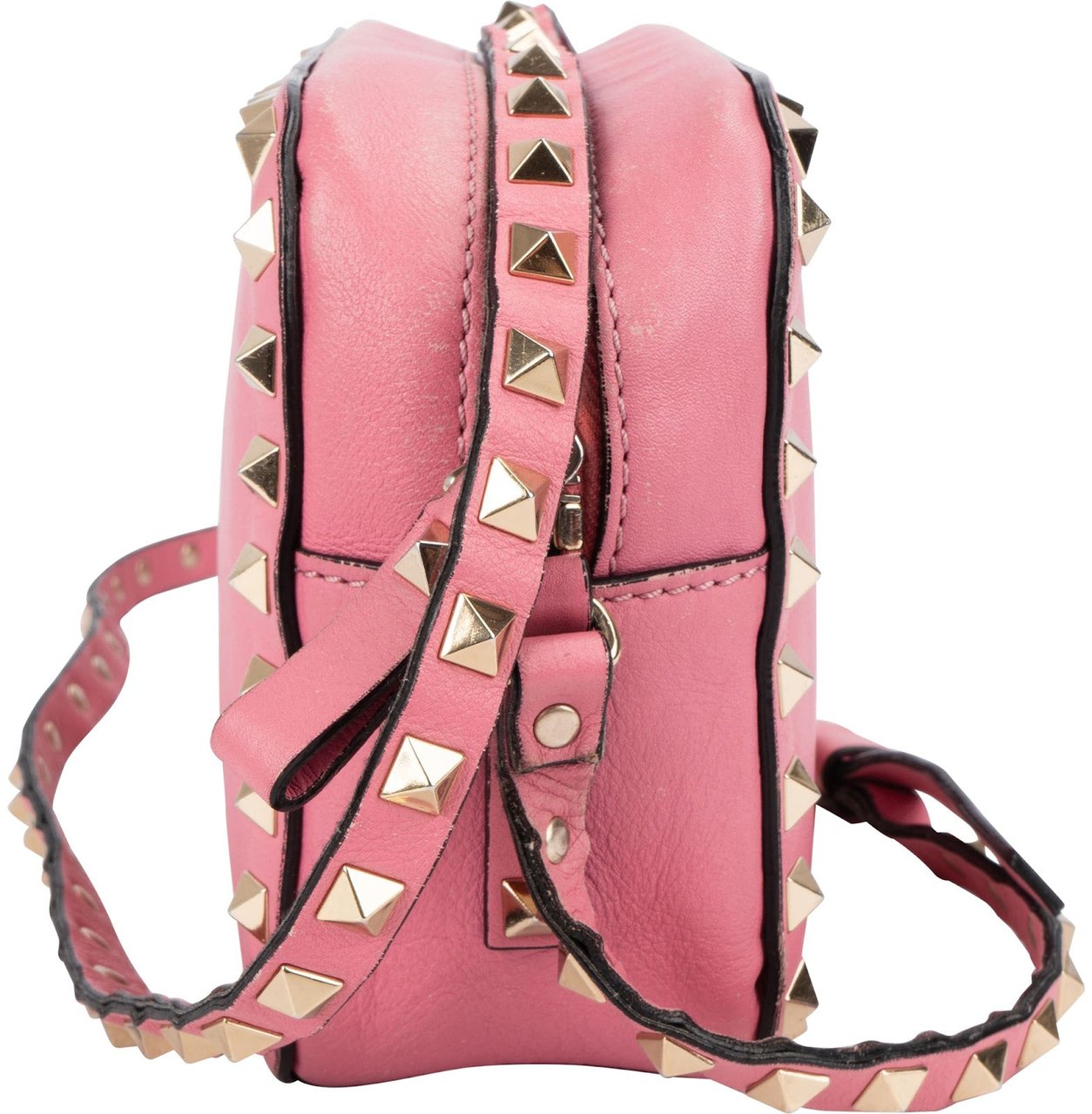 Valentino Valentino Garavani Leather Rockstud Camera Crossbody Bag Rood