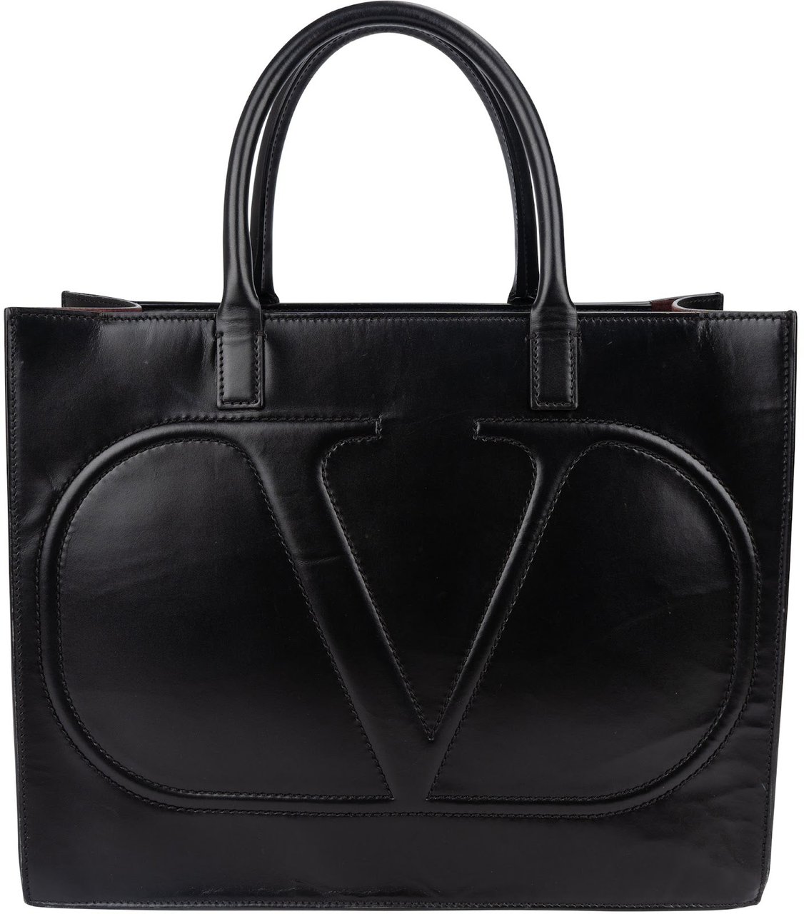 Valentino Garavani Calfskin VLogo WalkTote Handbag Zwart