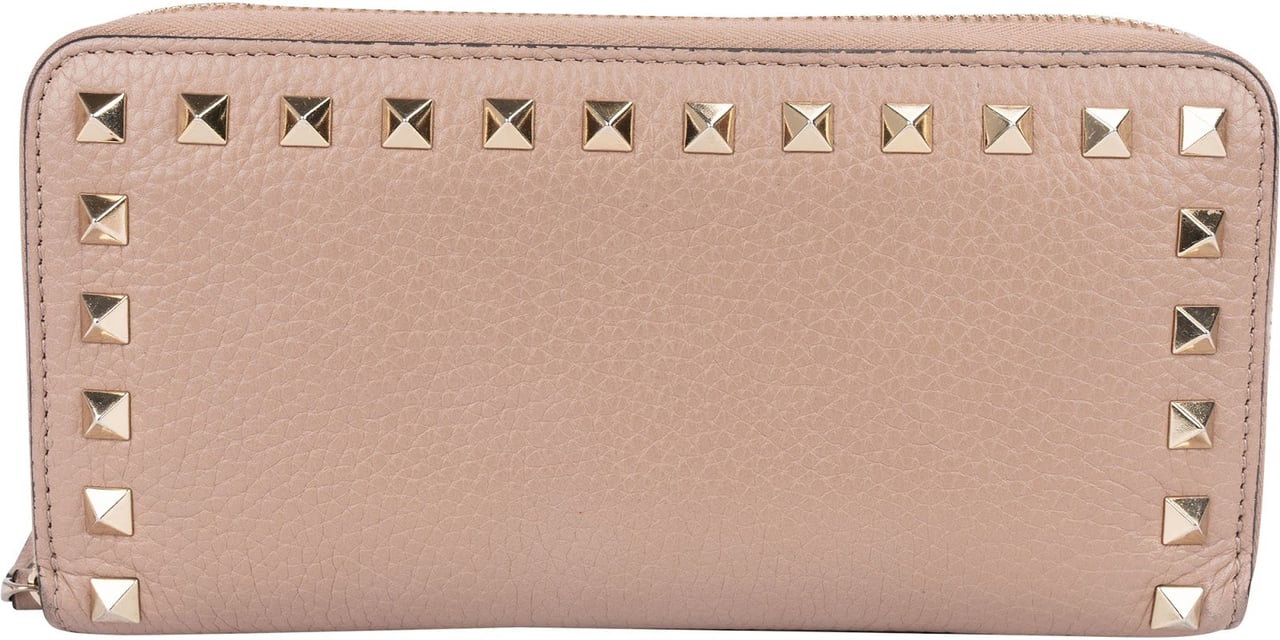 Valentino Valentino Grained Calfskin Rockstud Zip Around Wallet Divers