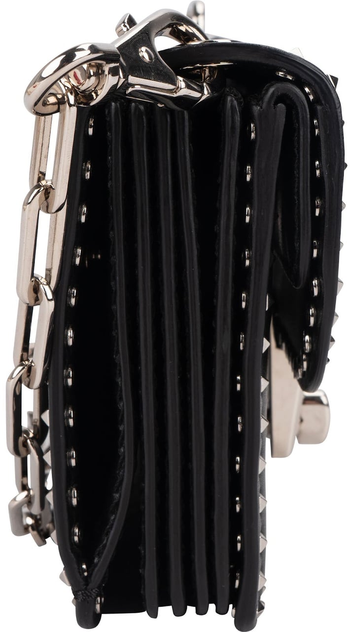 Valentino Garavani Rockstud Multi Pocket Double Flap Turnlock Crossbody Bag Zwart