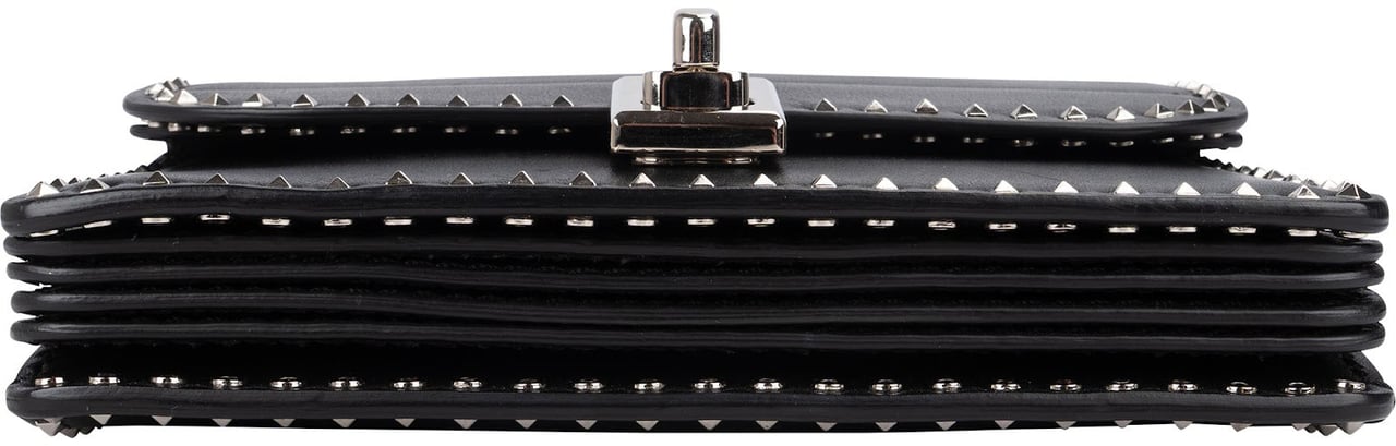 Valentino Garavani Rockstud Multi Pocket Double Flap Turnlock Crossbody Bag Zwart