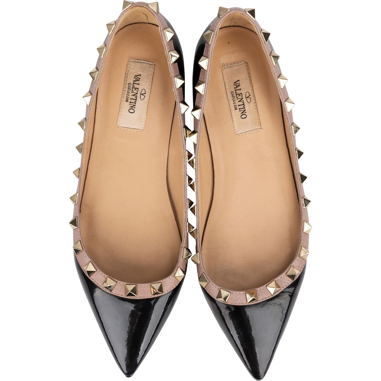 Valentino Valentino Garavani Patent Leather Rockstud Ballerina Flats (37) Zwart