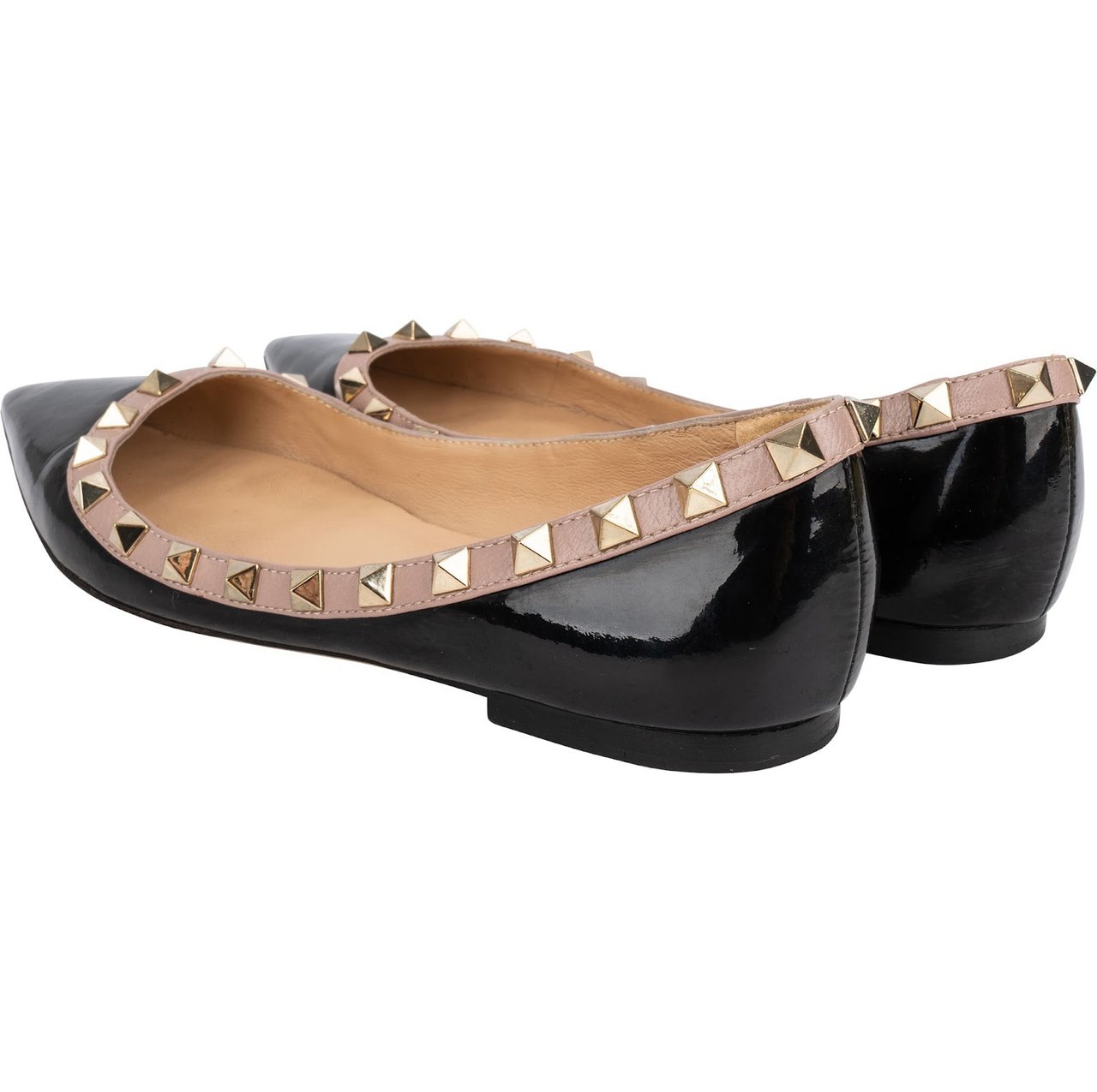Valentino Valentino Garavani Patent Leather Rockstud Ballerina Flats (37) Zwart