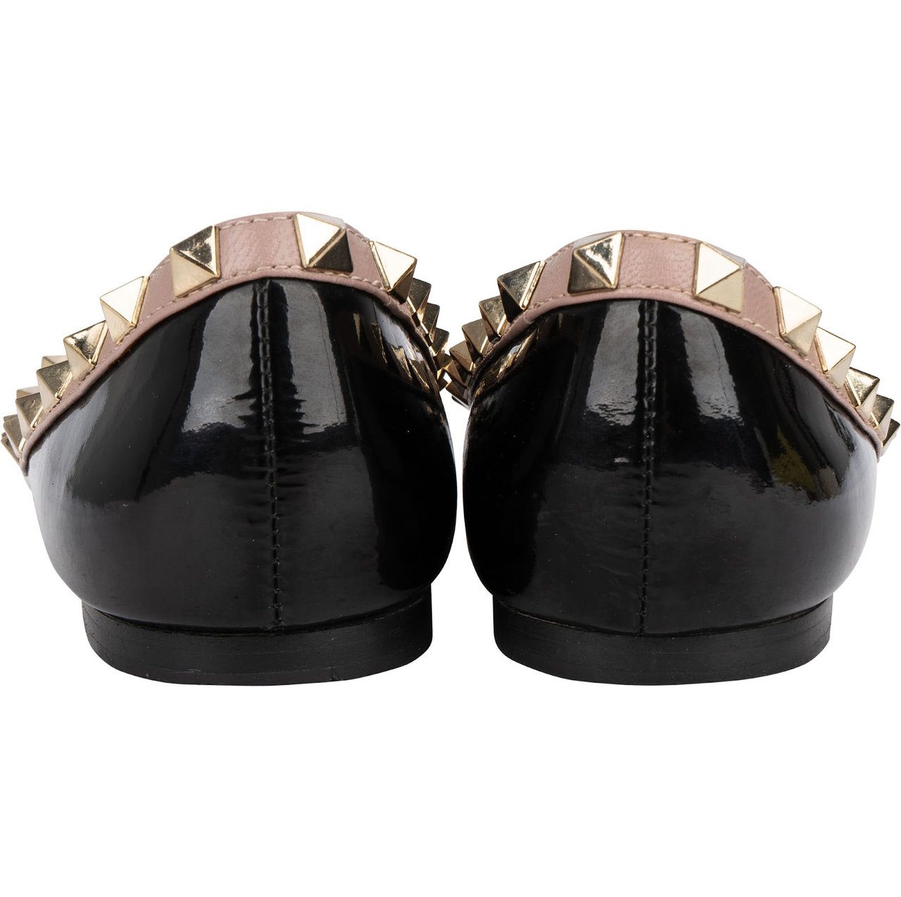 Valentino Valentino Garavani Patent Leather Rockstud Ballerina Flats (37) Zwart
