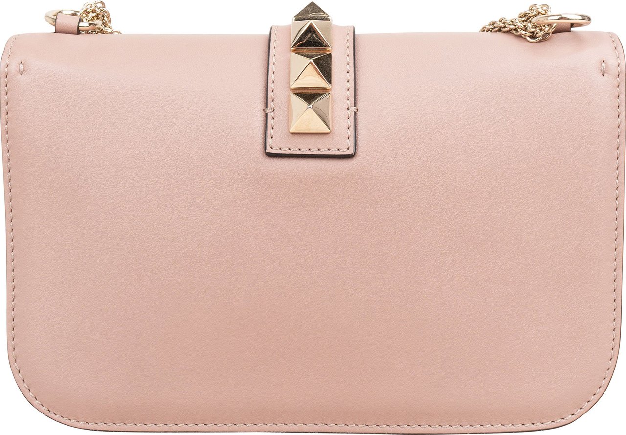 Valentino Garavani Calfskin Leather Rockstud Glam Lock Crossbody Bag Rood