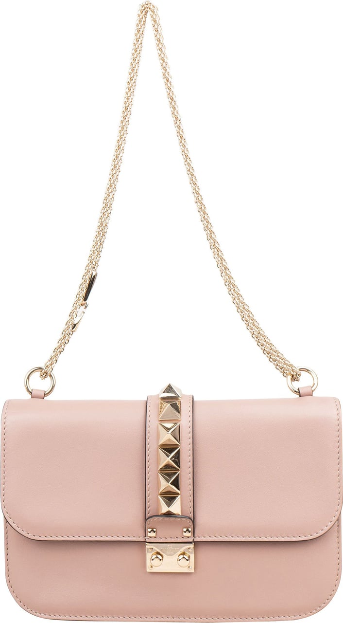 Valentino Garavani Calfskin Leather Rockstud Glam Lock Crossbody Bag Rood