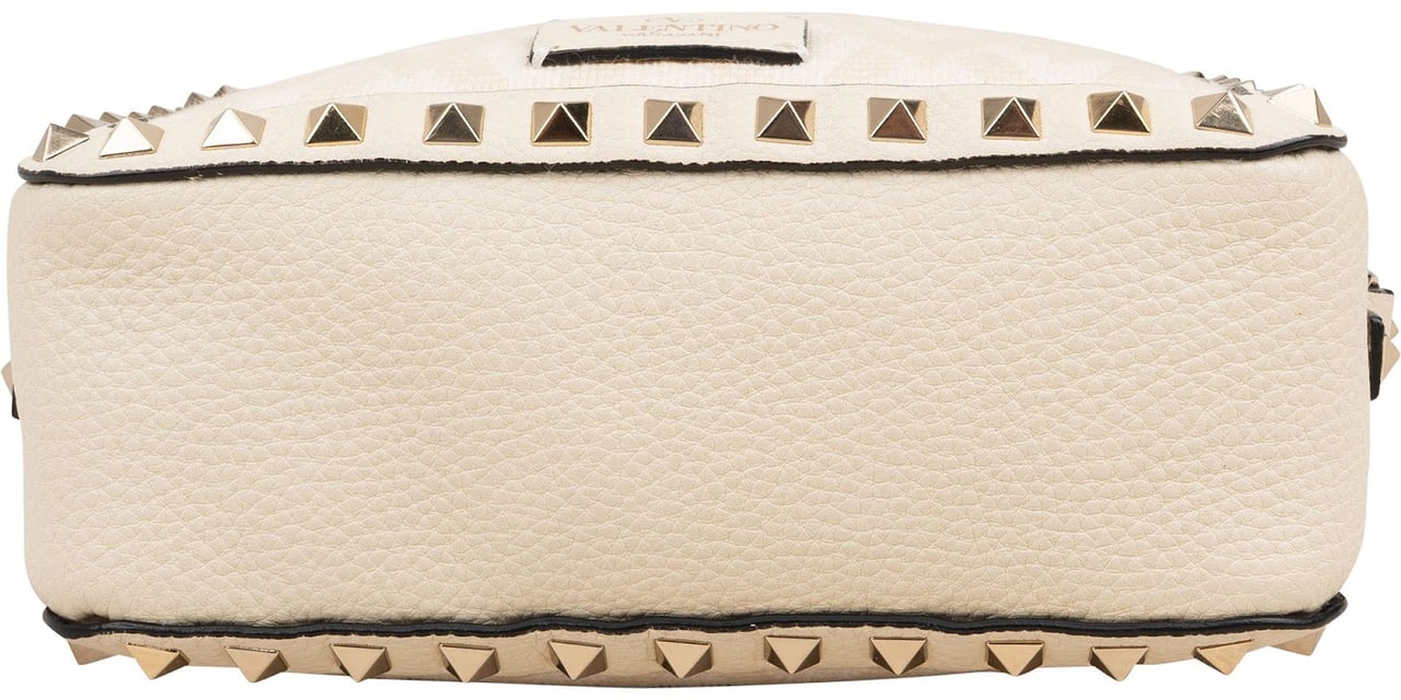 Valentino Garavani Rockstud Woven Camera Crossbody Bag Wit