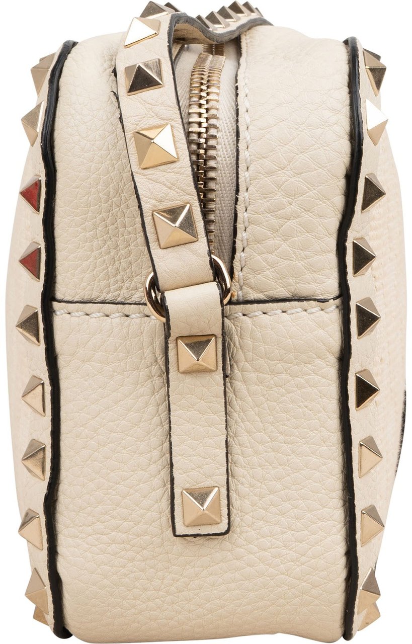 Valentino Garavani Rockstud Woven Camera Crossbody Bag Wit