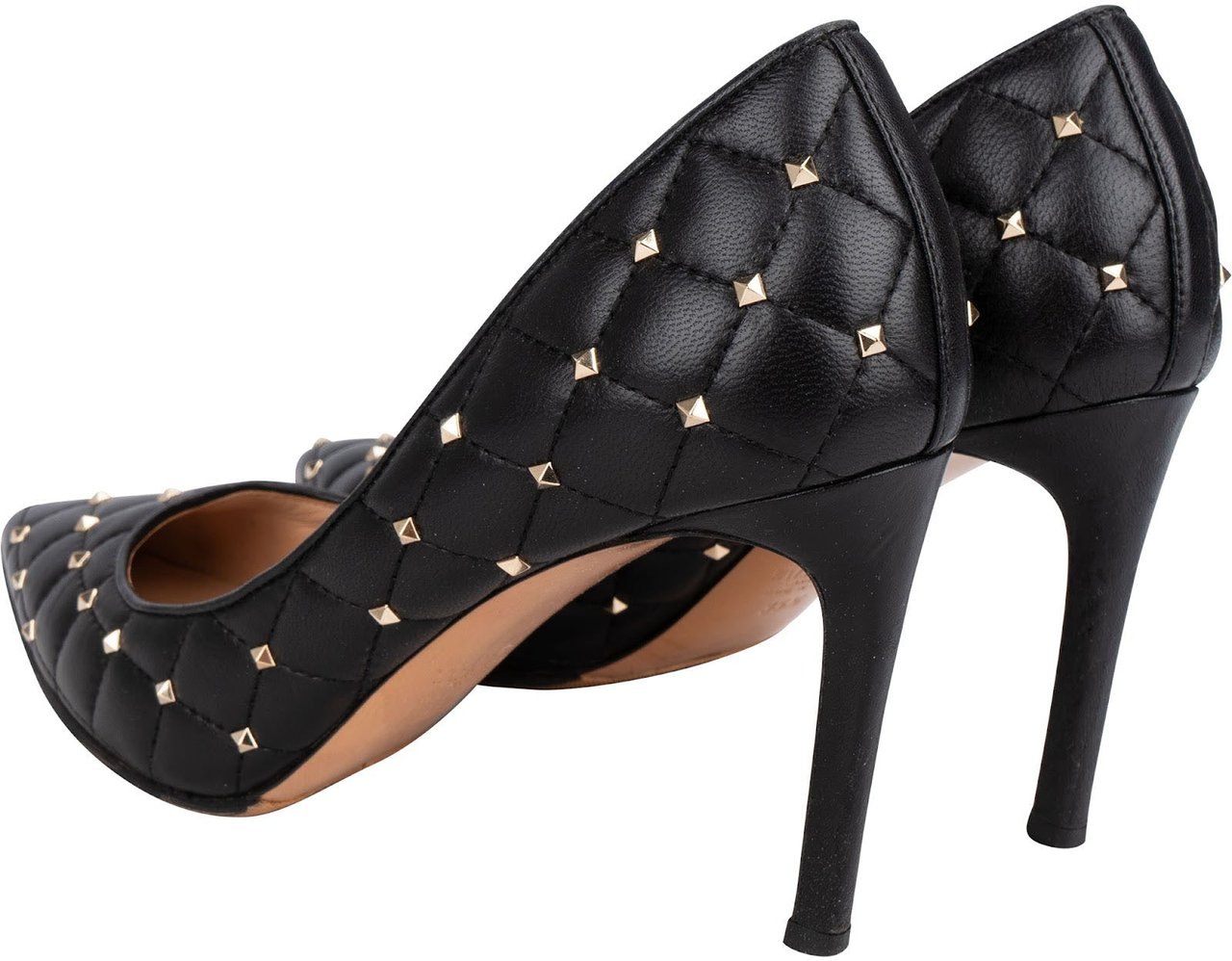 Valentino Black Quilted Leather Rockstud Pumps (35,5) Zwart