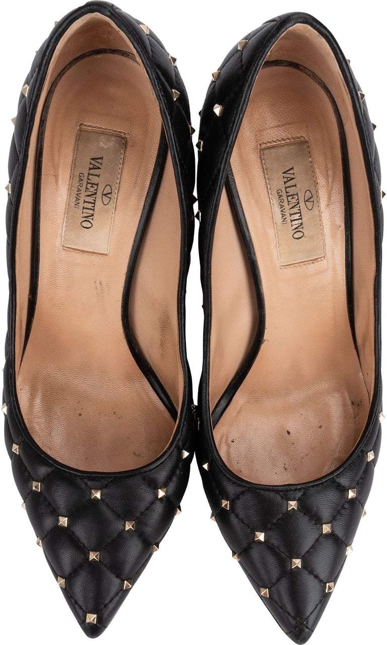 Valentino Black Quilted Leather Rockstud Pumps (35,5) Zwart