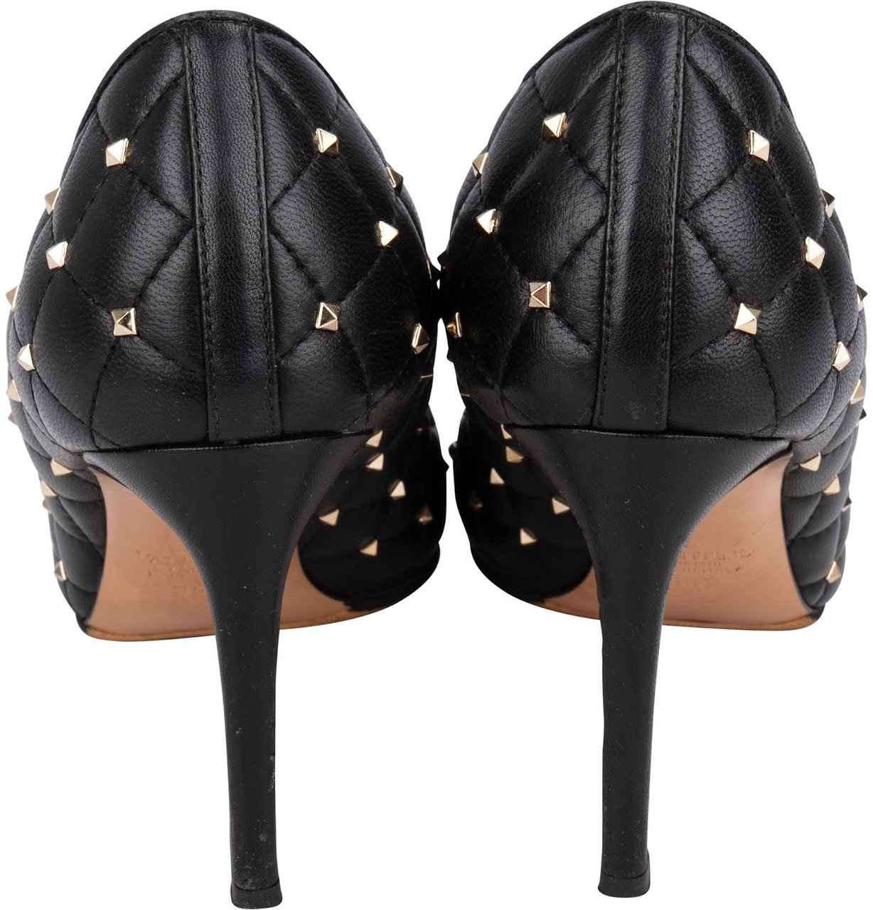 Valentino Black Quilted Leather Rockstud Pumps (35,5) Zwart