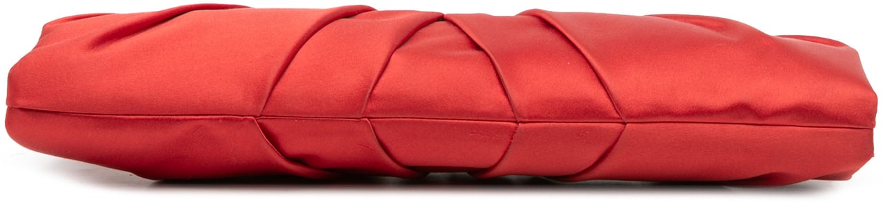 Valentino Satin Pleated Chain Evening Clutch Rood