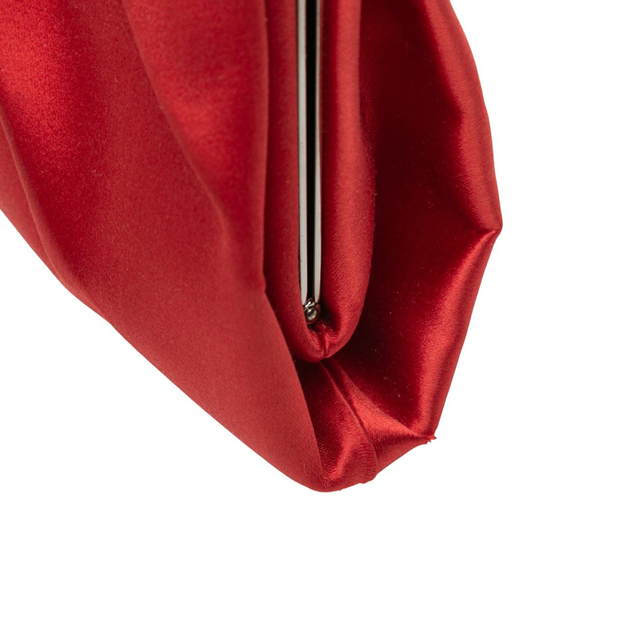 Valentino Satin Pleated Chain Evening Clutch Rood