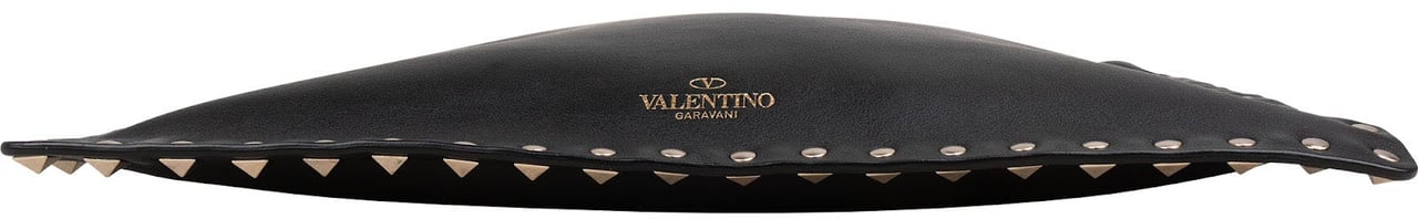 Valentino Black Leather Rockstud Clutch Zwart