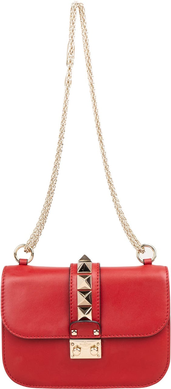 Valentino Garavani Red Leather Rockstud Small Crossbody Bag Rood