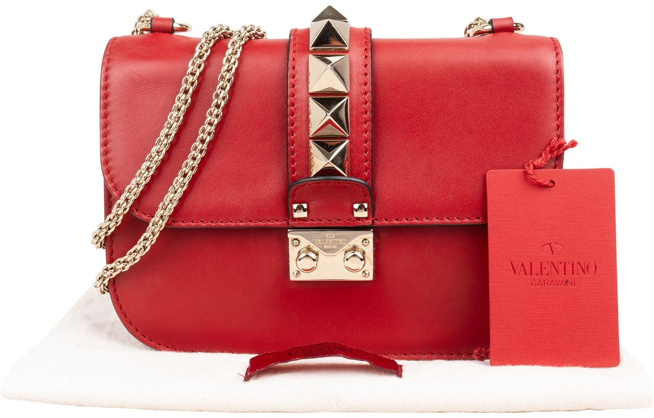 Valentino Garavani Red Leather Rockstud Small Crossbody Bag Rood