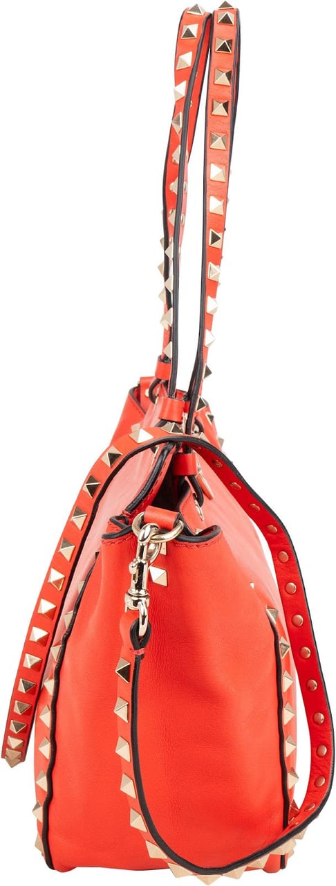 Valentino Garavani Red Leather Rockstud Shopper Handbag Rood