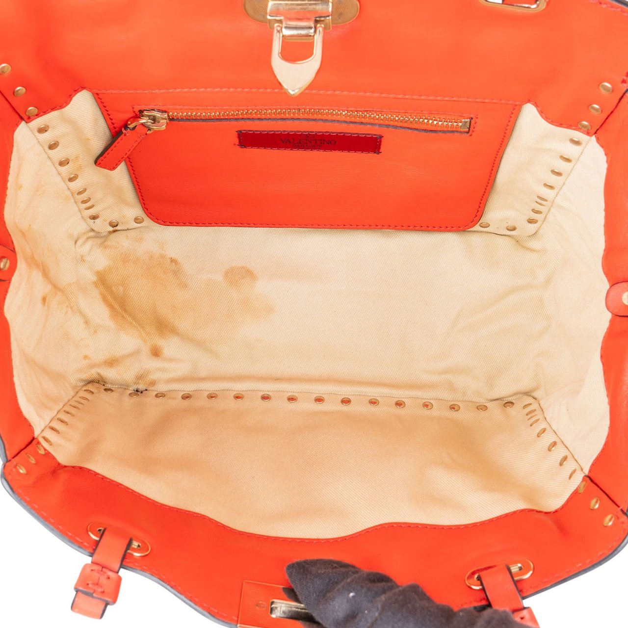 Valentino Garavani Red Leather Rockstud Shopper Handbag Rood