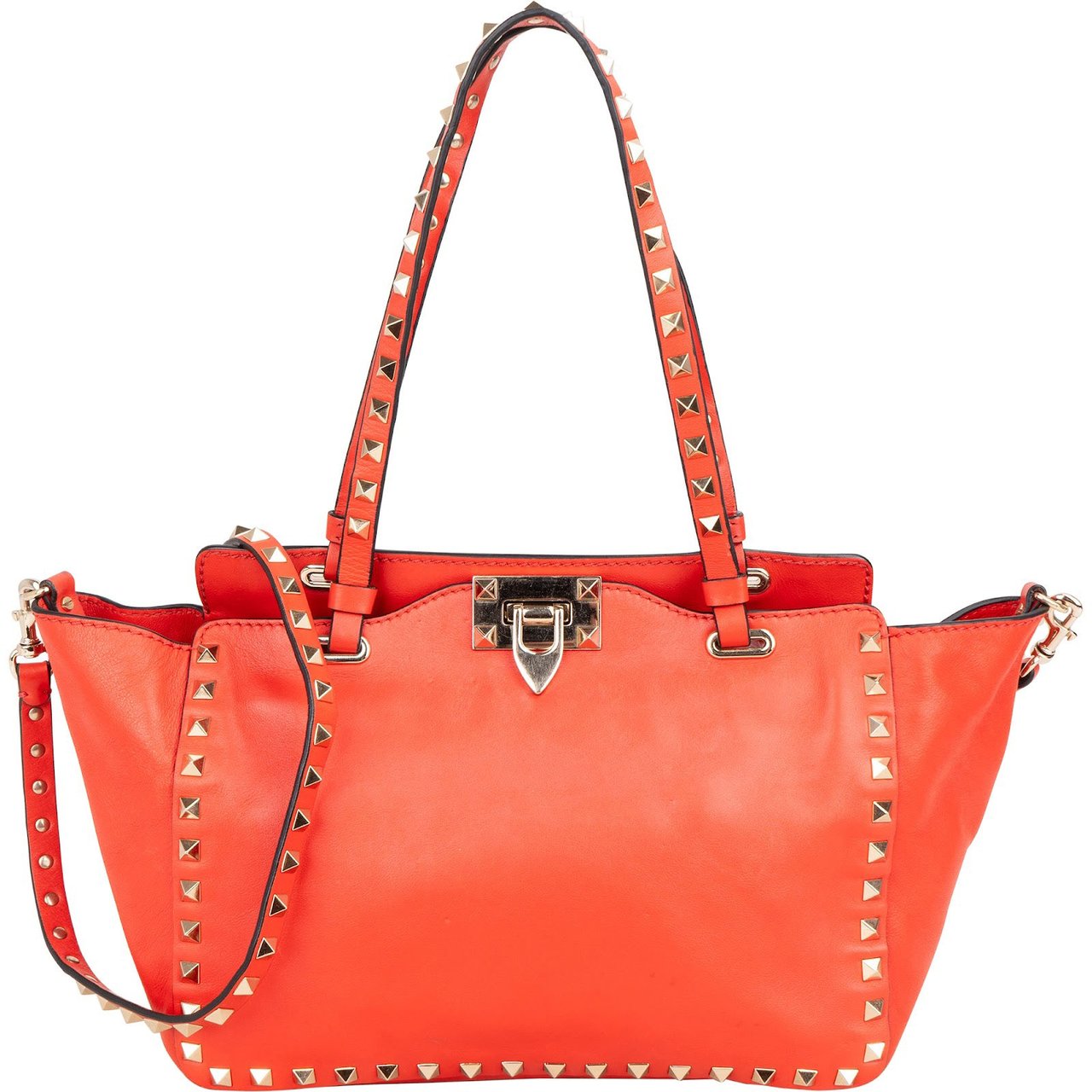 Valentino Garavani Red Leather Rockstud Shopper Handbag Rood