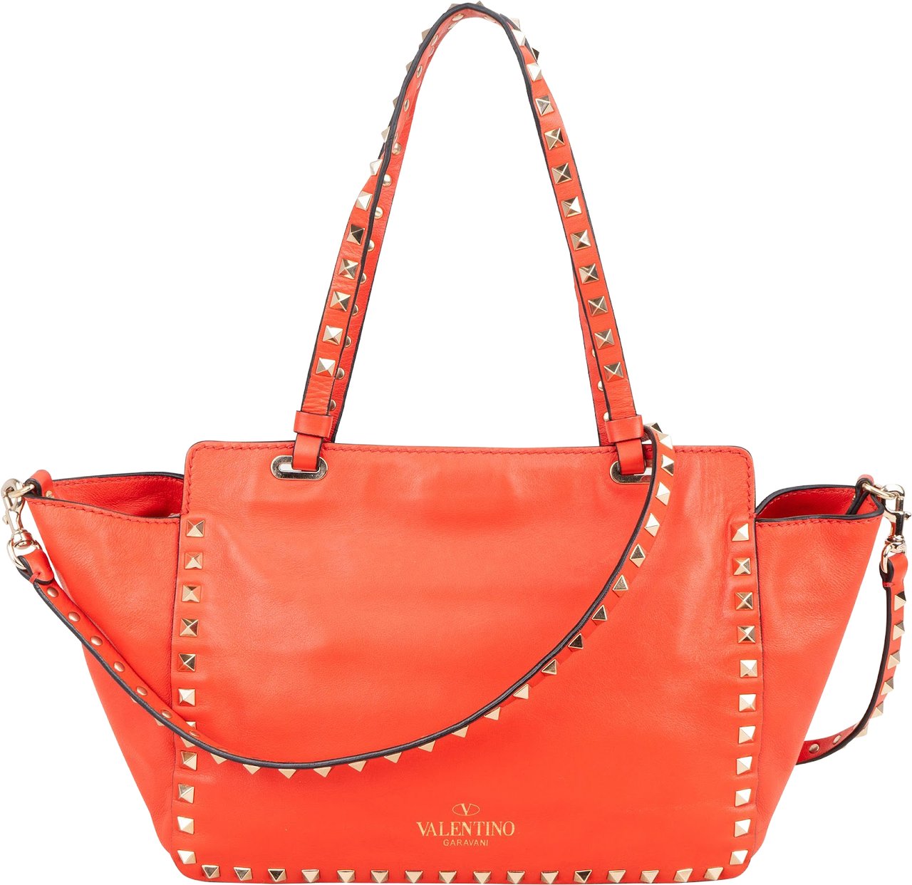 Valentino Garavani Red Leather Rockstud Shopper Handbag Rood