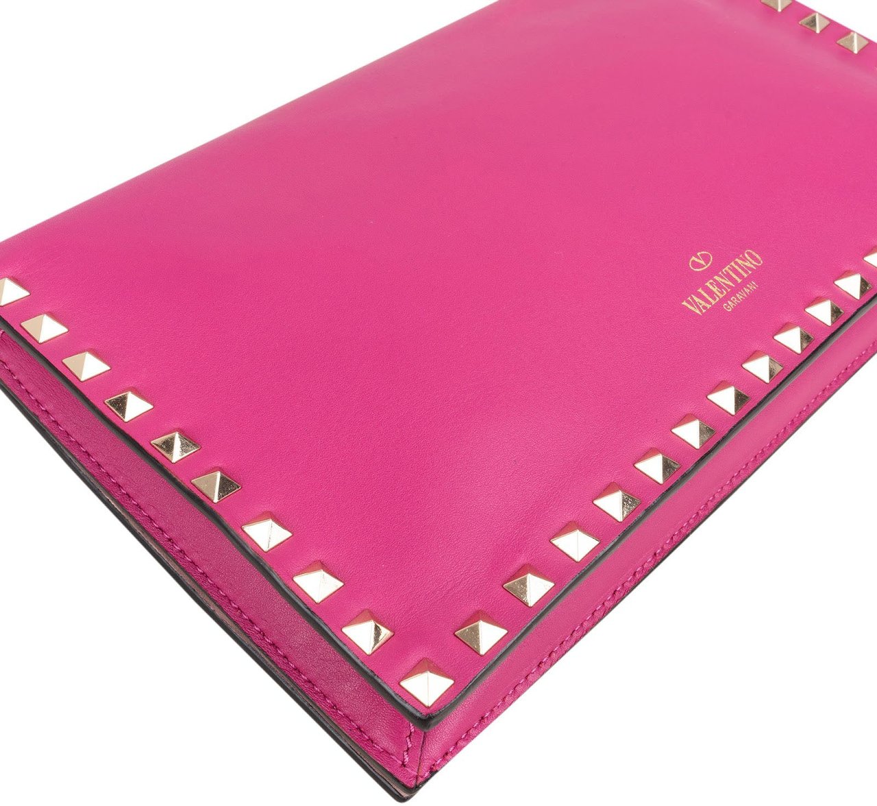 Valentino Garavani Pink Leather Rockstud Clutch Rood