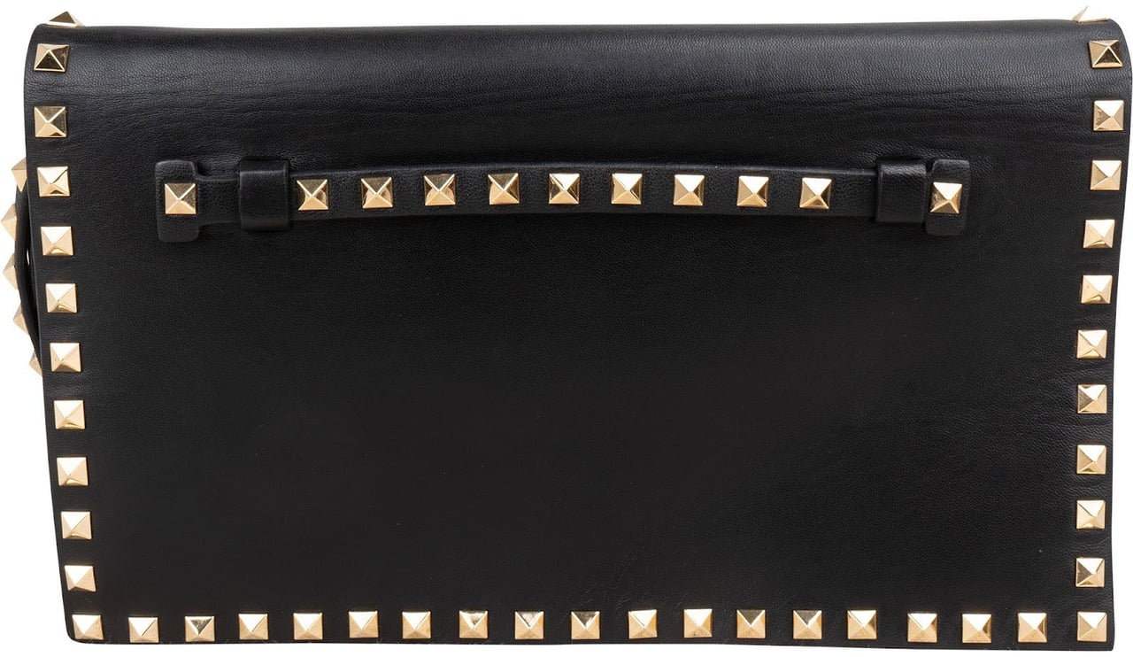 Valentino Garavani Black Leather Rockstud Clutch Divers