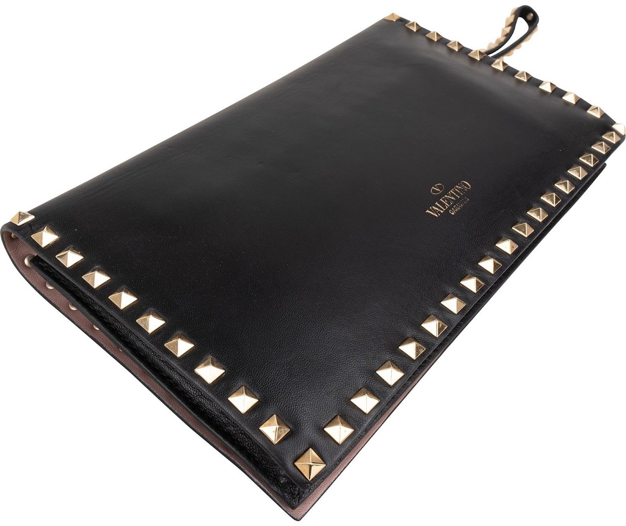 Valentino Garavani Black Leather Rockstud Clutch Divers